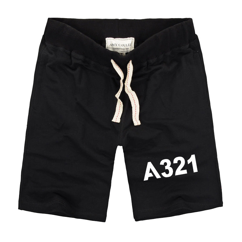 A321 Flat Text Designed Cotton Shorts