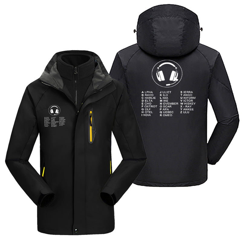 Aviation Alphabet 3 Designed Thick Skiing Jackets