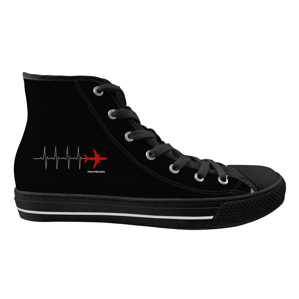 Aviation Heartbeats Designed Long Canvas Shoes (Men)