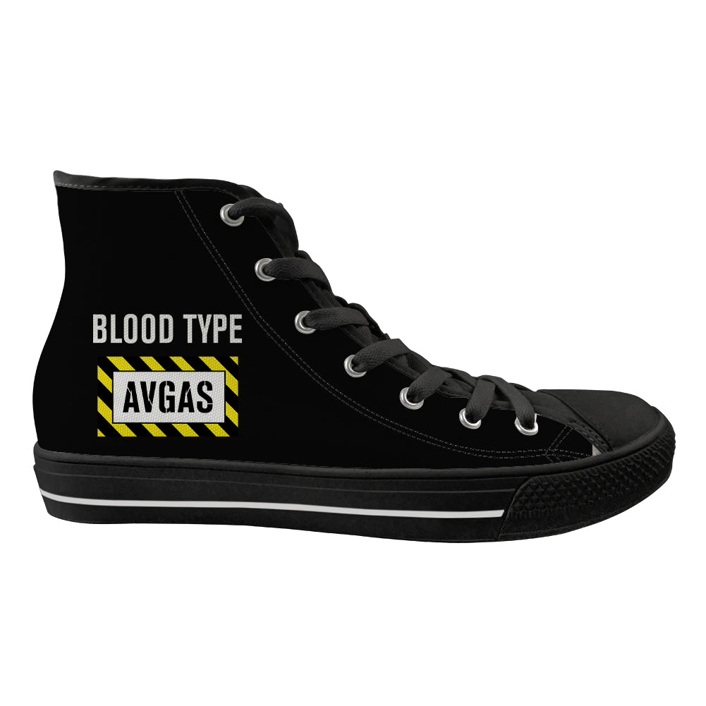 Blood Type AVGAS Designed Long Canvas Shoes (Men)