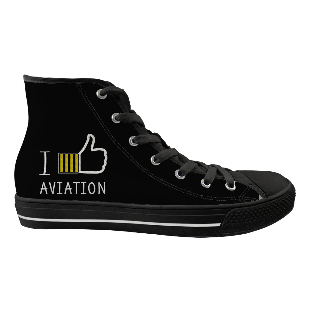 I Like Aviation Designed Long Canvas Shoes (Men)