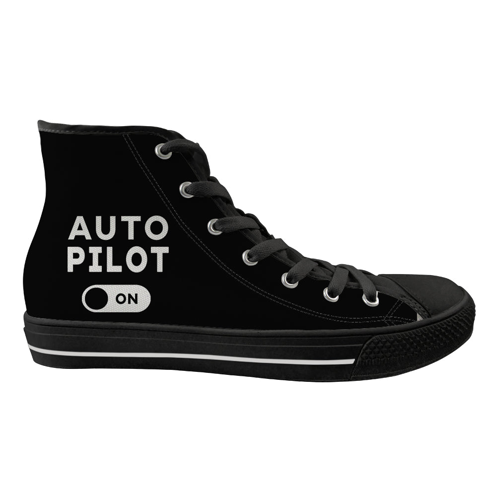 Auto Pilot ON Designed Long Canvas Shoes (Men)