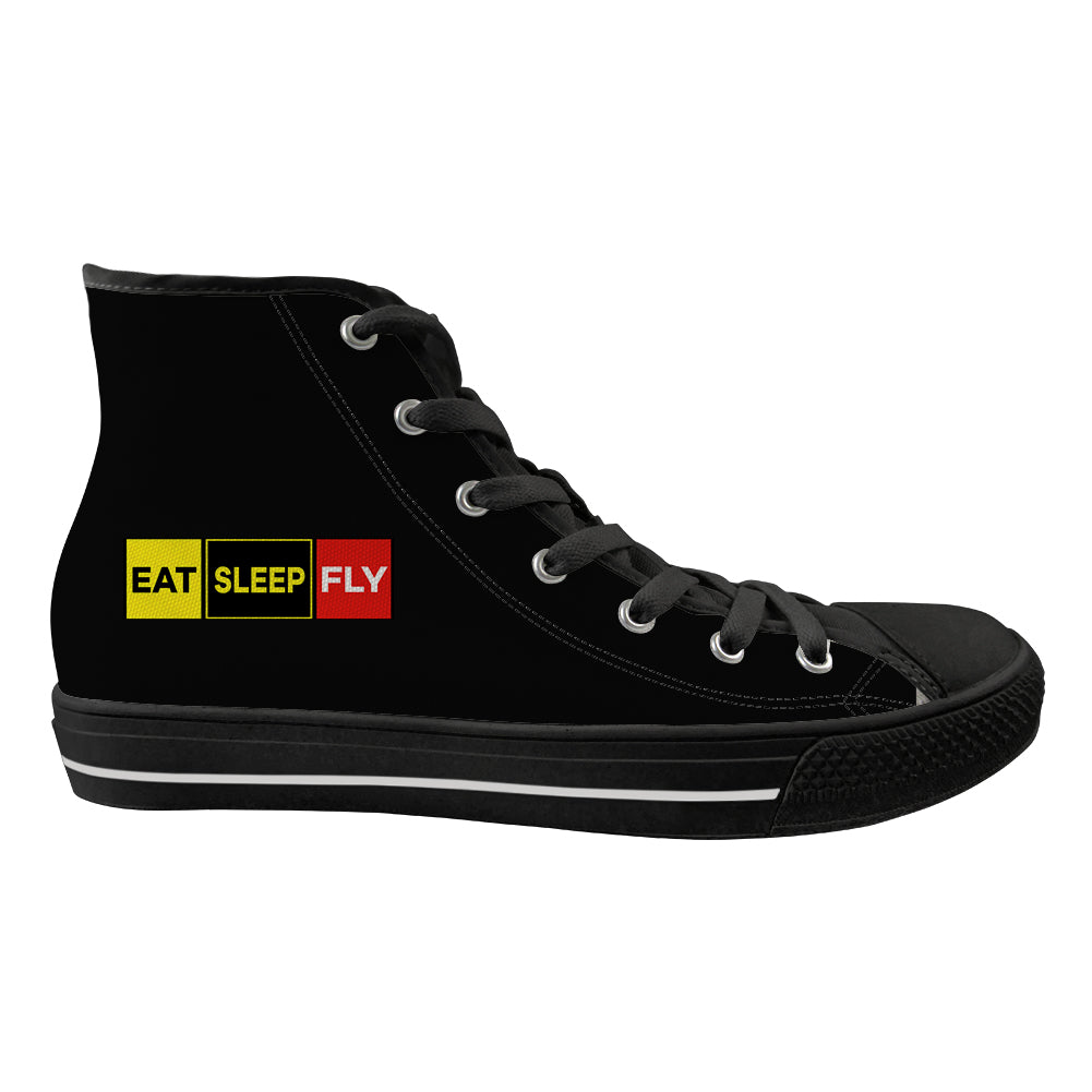 Eat Sleep Fly (Colourful) Designed Long Canvas Shoes (Men)