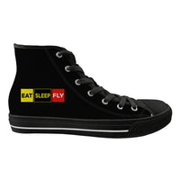 Thumbnail for Eat Sleep Fly (Colourful) Designed Long Canvas Shoes (Men)