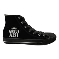 Thumbnail for Airbus A321 & Plane Designed Long Canvas Shoes (Men)