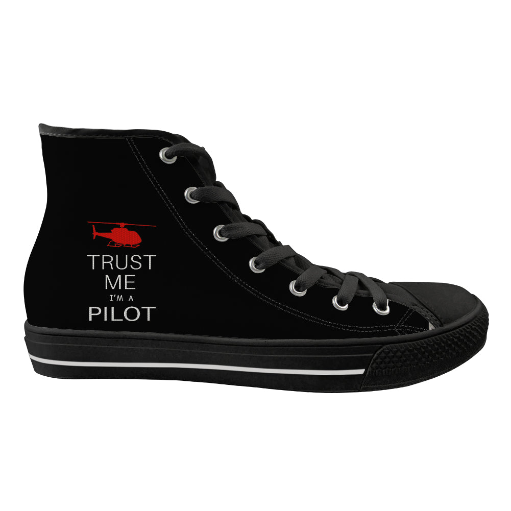 Trust Me I'm a Pilot (Helicopter) Designed Long Canvas Shoes (Men)