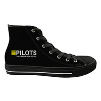 Thumbnail for Pilots They Know How To Fly Designed Long Canvas Shoes (Women)