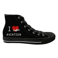 Thumbnail for I Love Aviation Designed Long Canvas Shoes (Men)