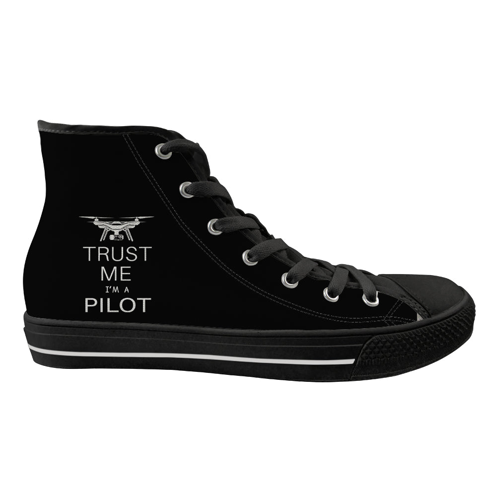 Trust Me I'm a Pilot (Drone) Designed Long Canvas Shoes (Men)