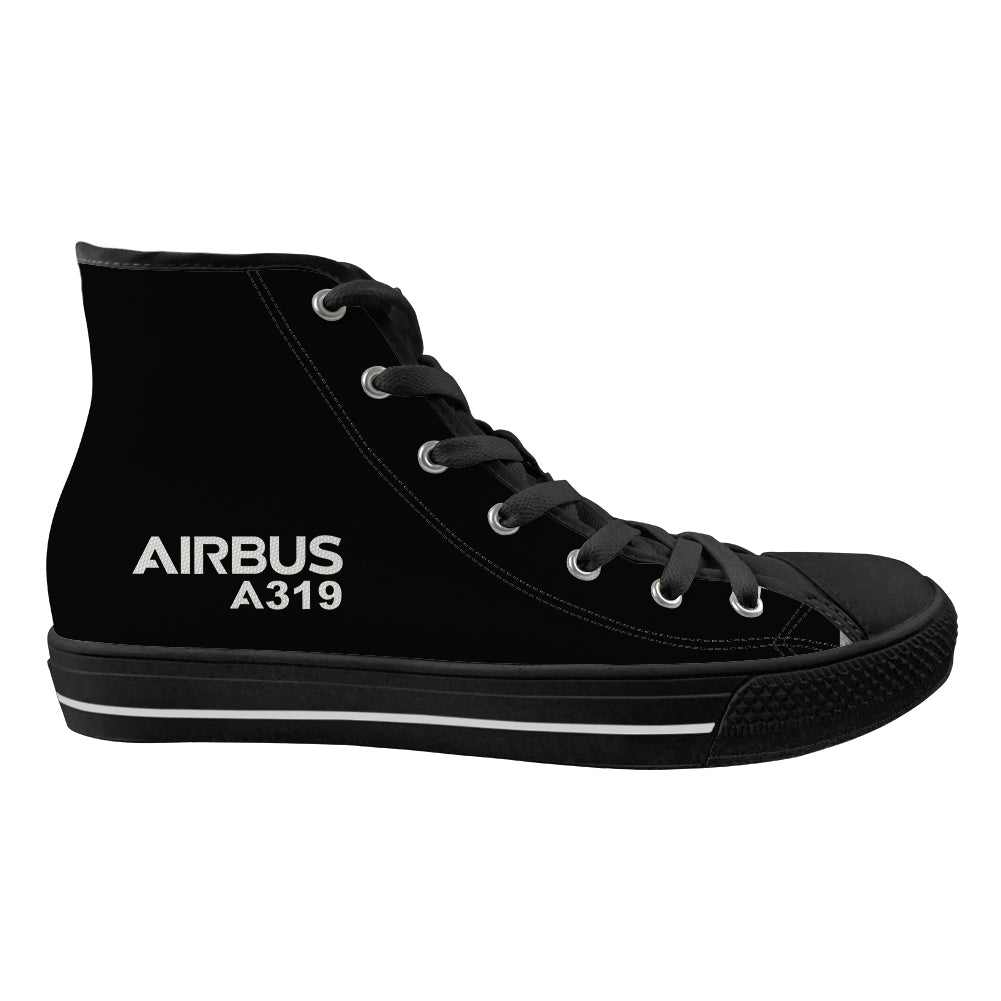 Airbus A319 & Text Designed Long Canvas Shoes (Men)