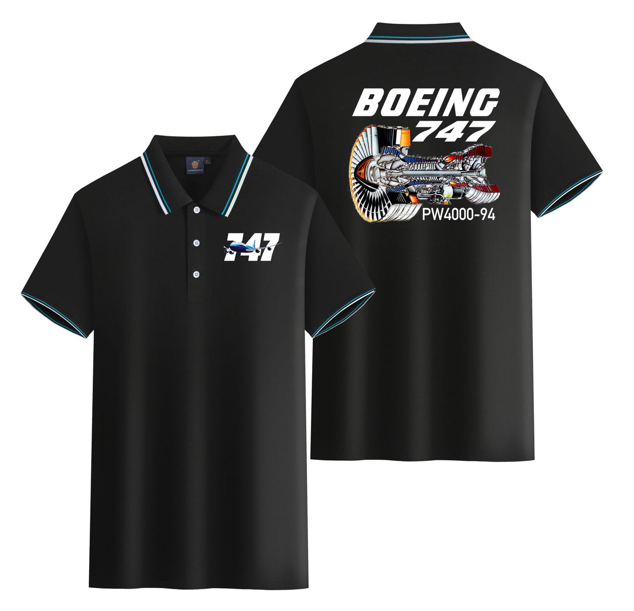 Boeing 747 & PW4000-94 Engine Designed Stylish Polo T-Shirts (Double-Side)