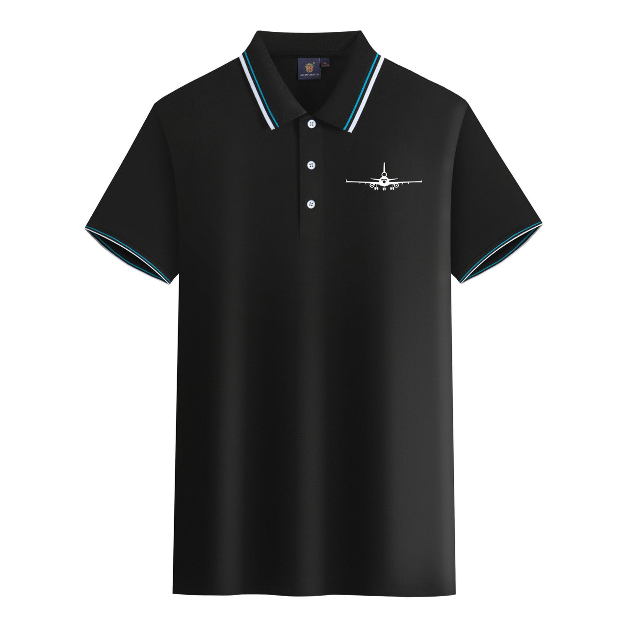 McDonnell Douglas MD-11 Silhouette Plane Designed Stylish Polo T-Shirts