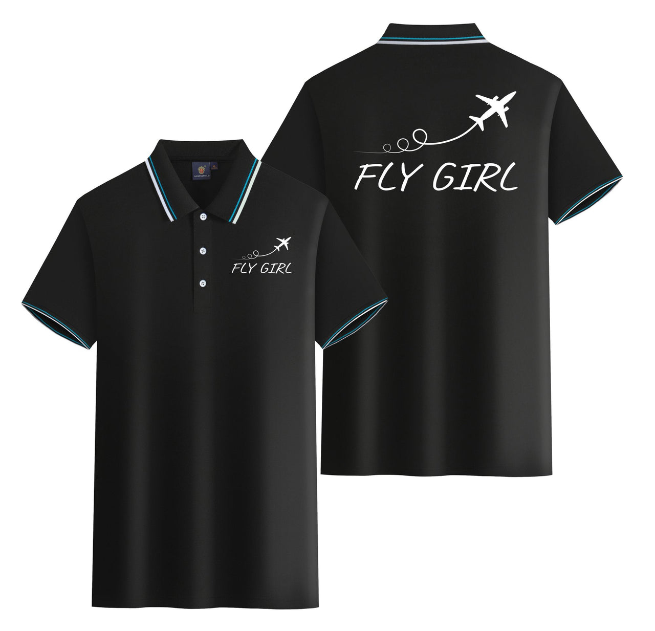 Just Fly It & Fly Girl Designed Stylish Polo T-Shirts (Double-Side)