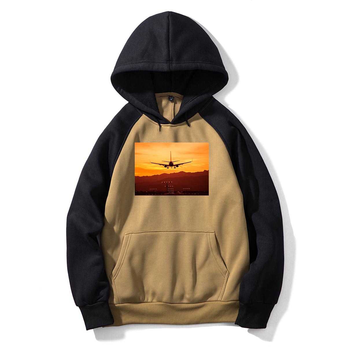 Landing Aircraft During Sunset Designed Colourful Hoodies