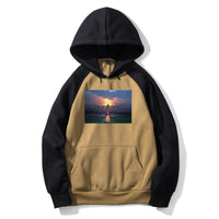 Thumbnail for Super Airbus A380 Landing During Sunset Designed Colourful Hoodies