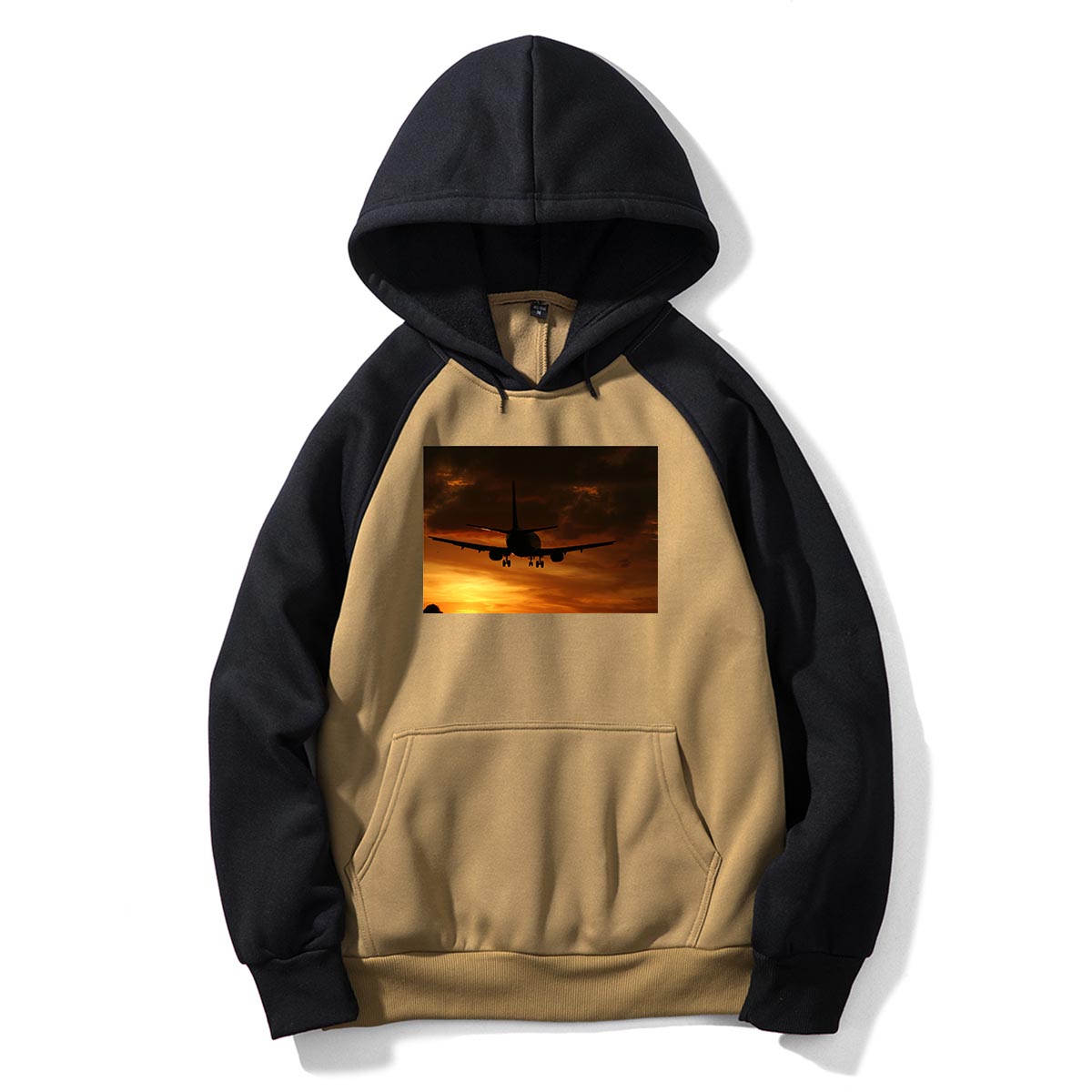 Beautiful Aircraft Landing at Sunset Designed Colourful Hoodies