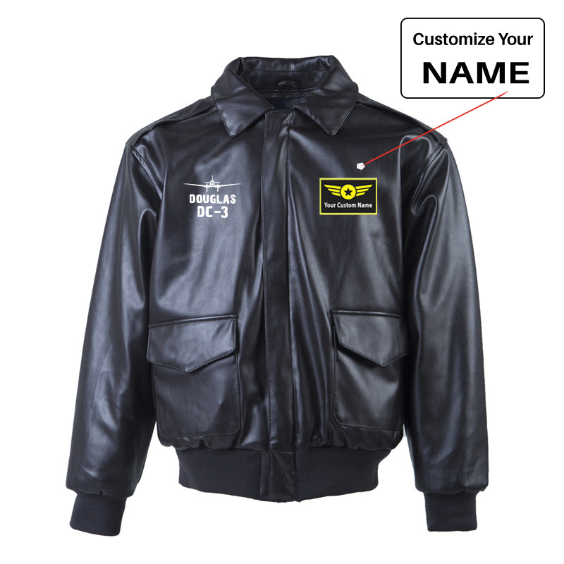 Douglas DC-3 & Plane Designed Leather Bomber Jackets (NO Fur)