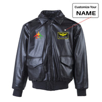 Thumbnail for Colourful 3 Airplanes Designed Leather Bomber Jackets (NO Fur)