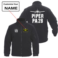 Thumbnail for Piper PA28 & Plane Designed Fleece Military Jackets (Customizable)