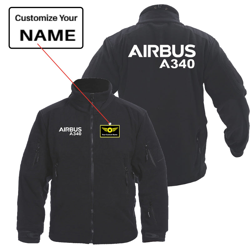 Airbus A340 & Text Designed Fleece Military Jackets (Customizable)