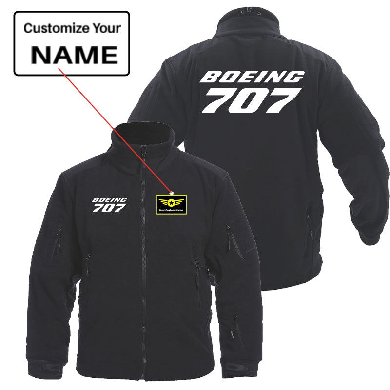 Boeing 707 & Text Designed Fleece Military Jackets (Customizable)