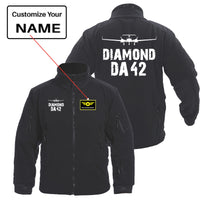 Thumbnail for Diamond DA42 & Plane Designed Fleece Military Jackets (Customizable)