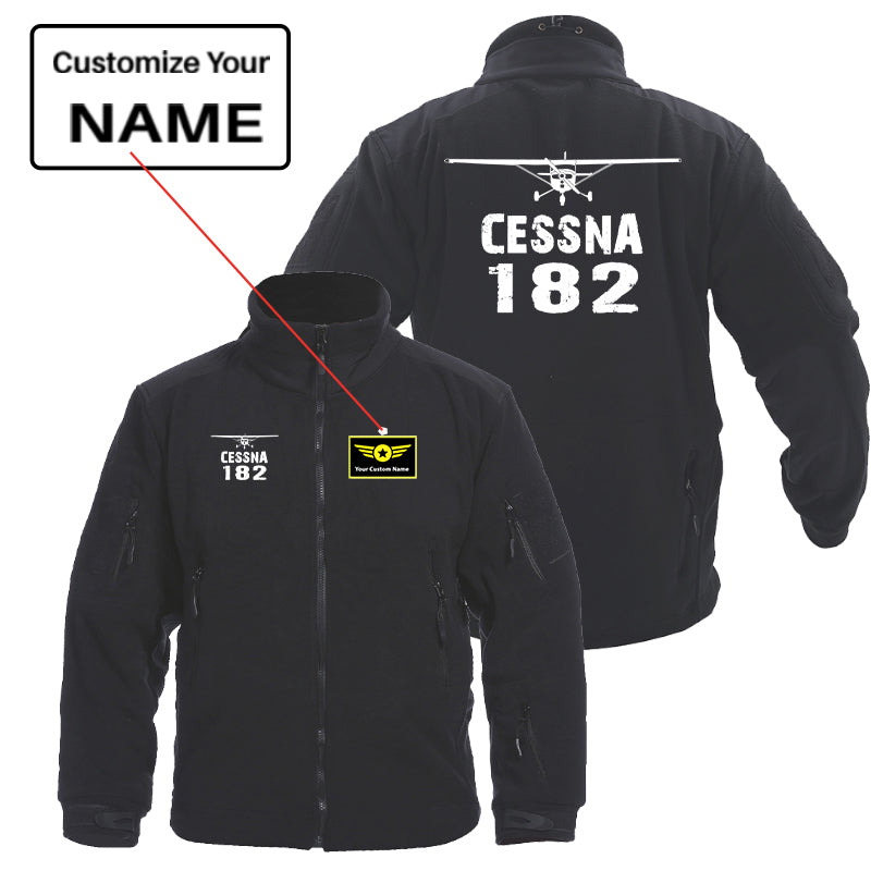 Cessna 182 & Plane Designed Fleece Military Jackets (Customizable)