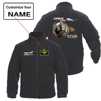 Thumbnail for Airbus A320 & V2500 Engine Designed Fleece Military Jackets (Customizable)