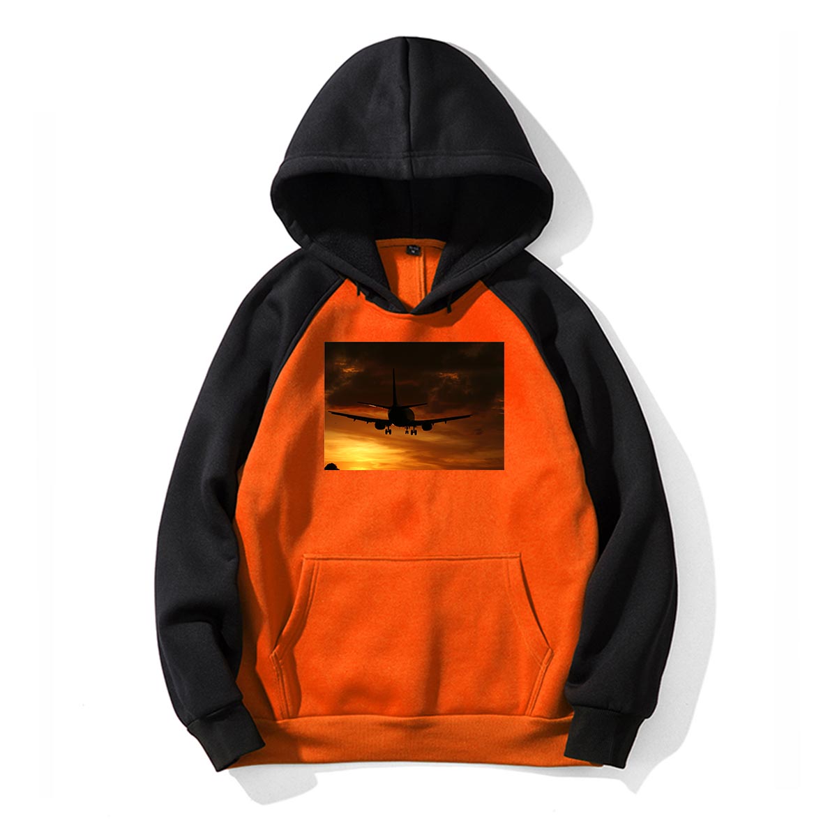 Beautiful Aircraft Landing at Sunset Designed Colourful Hoodies