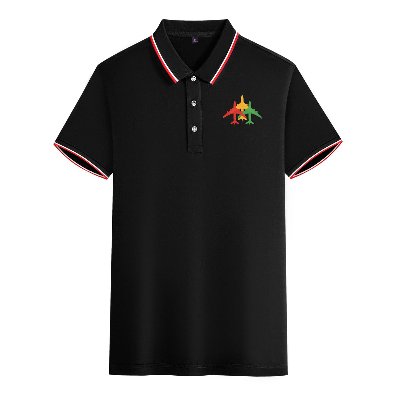 Colourful 3 Airplanes Designed Stylish Polo T-Shirts