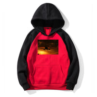 Thumbnail for Beautiful Aircraft Landing at Sunset Designed Colourful Hoodies