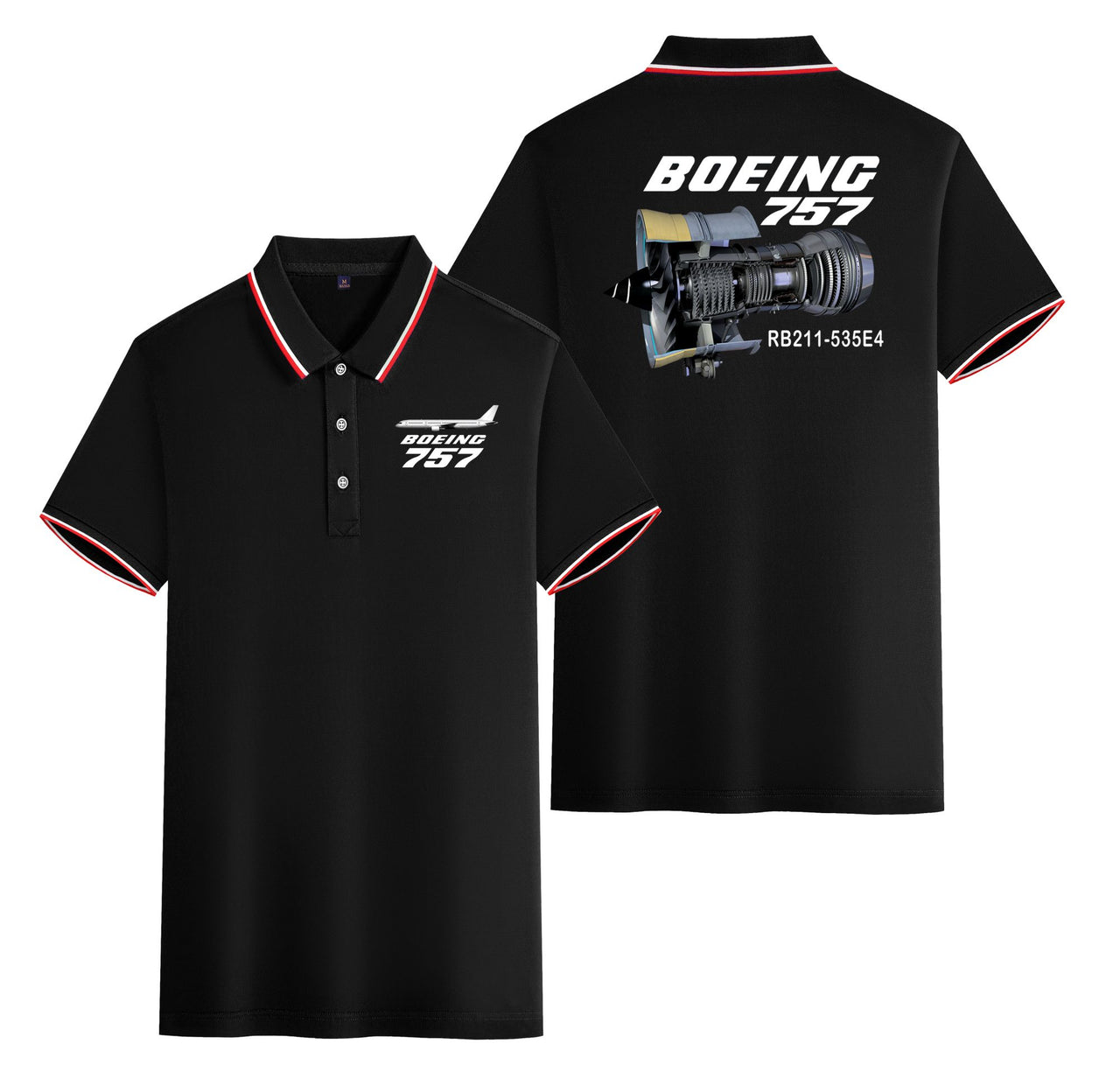 Boeing 757 & Rolls Royce Engine (RB211) Designed Stylish Polo T-Shirts (Double-Side)