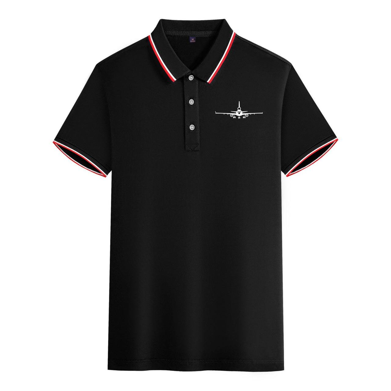 McDonnell Douglas MD-11 Silhouette Plane Designed Stylish Polo T-Shirts