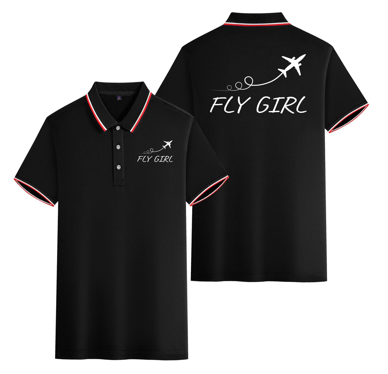 Just Fly It & Fly Girl Designed Stylish Polo T-Shirts (Double-Side)