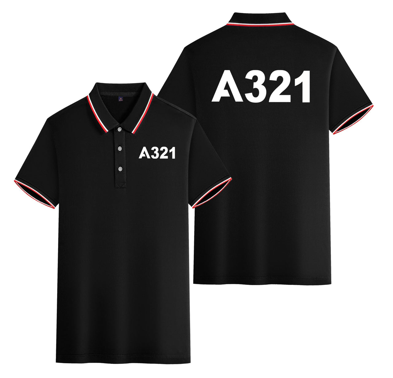 A321 Flat Text Designed Stylish Polo T-Shirts (Double-Side)