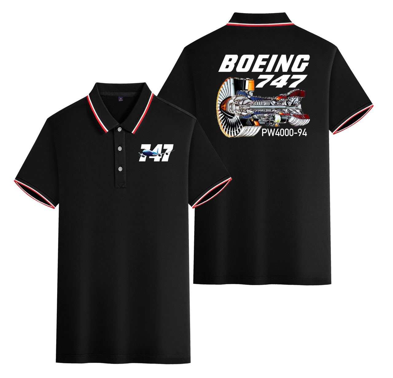 Boeing 747 & PW4000-94 Engine Designed Stylish Polo T-Shirts (Double-Side)