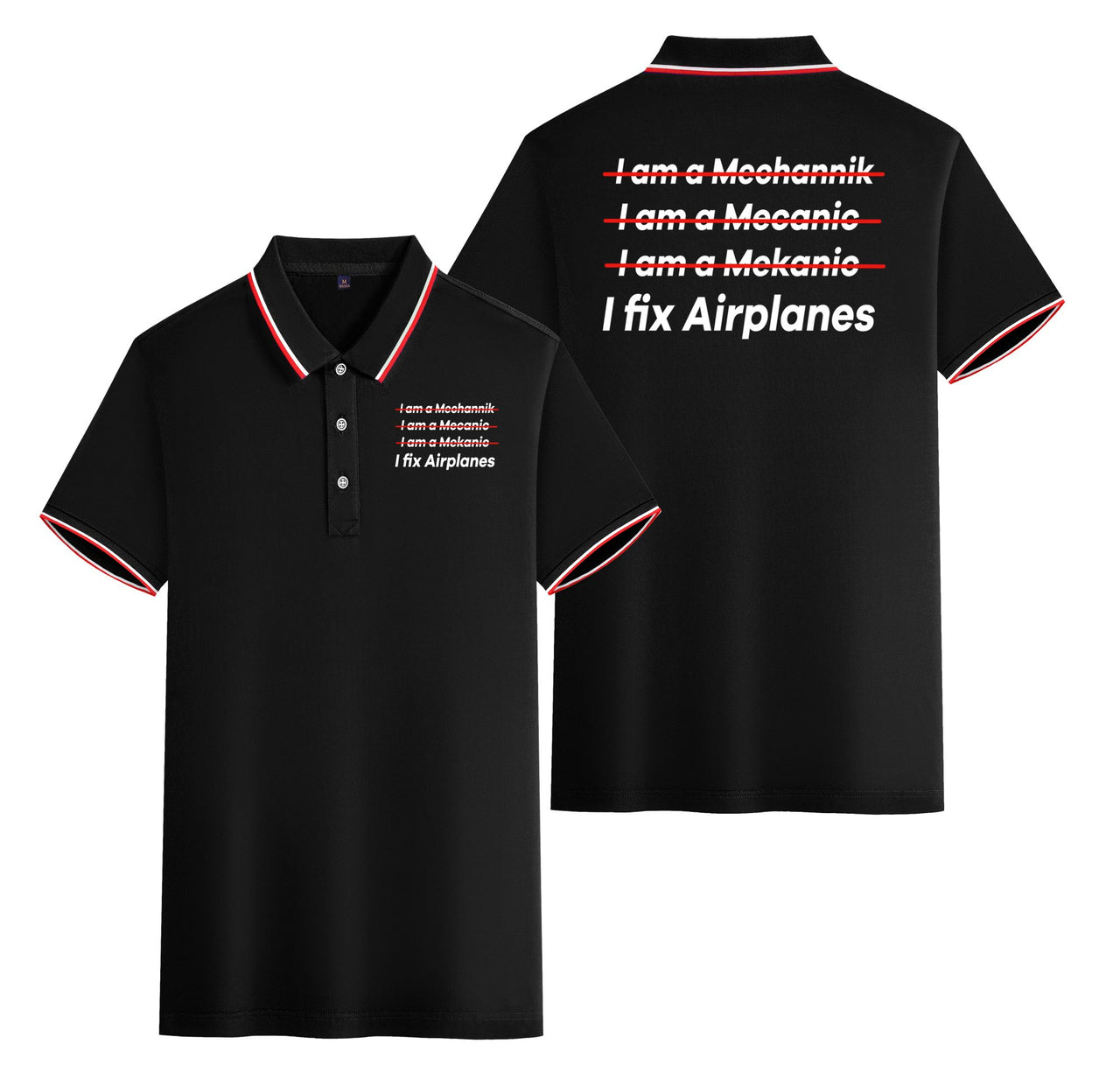 I Fix Airplanes Designed Stylish Polo T-Shirts (Double-Side)