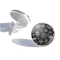 Thumbnail for Black & White Super Travel Icons Designed Stud Earrings