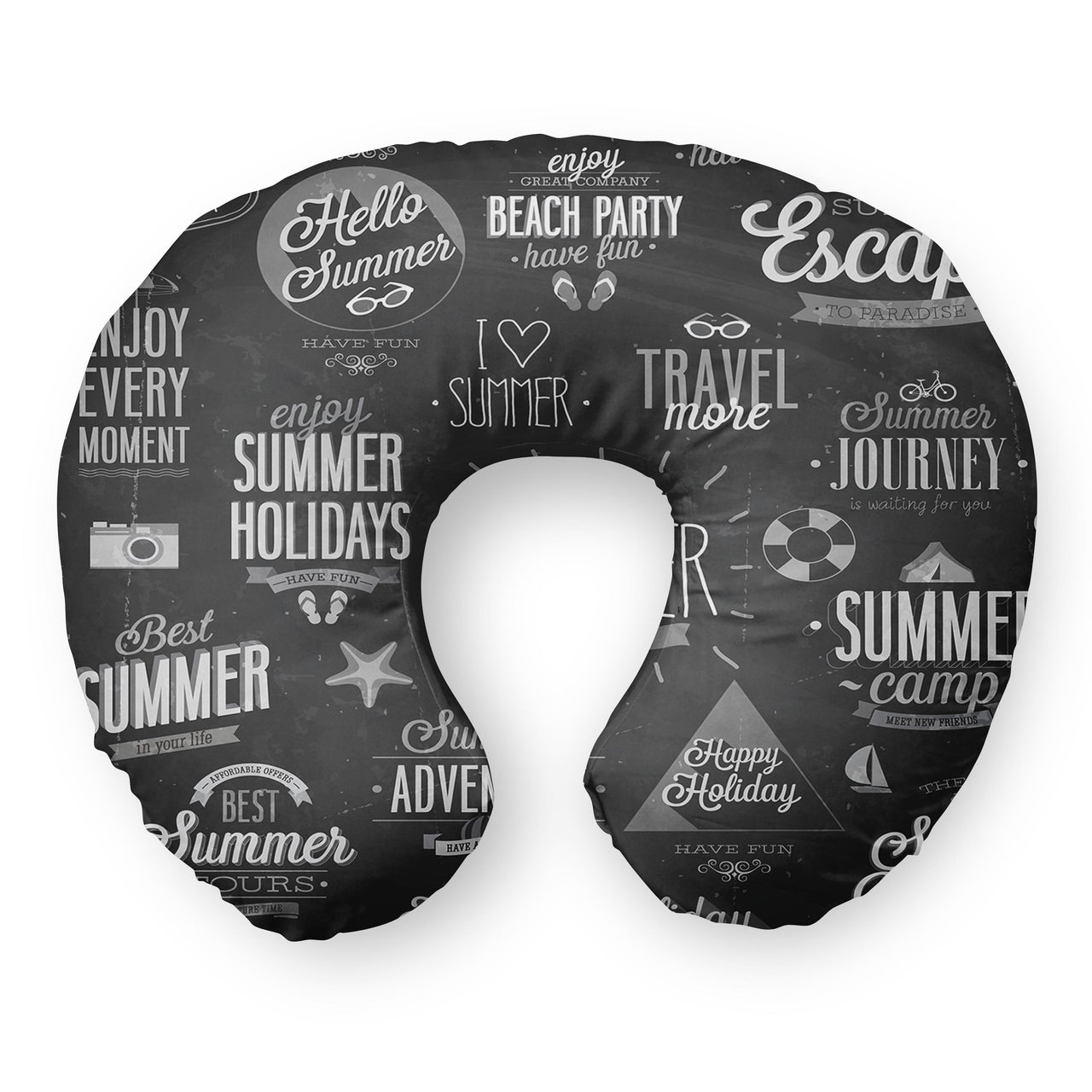 Black & White Super Travel Icons Travel & Boppy Pillows