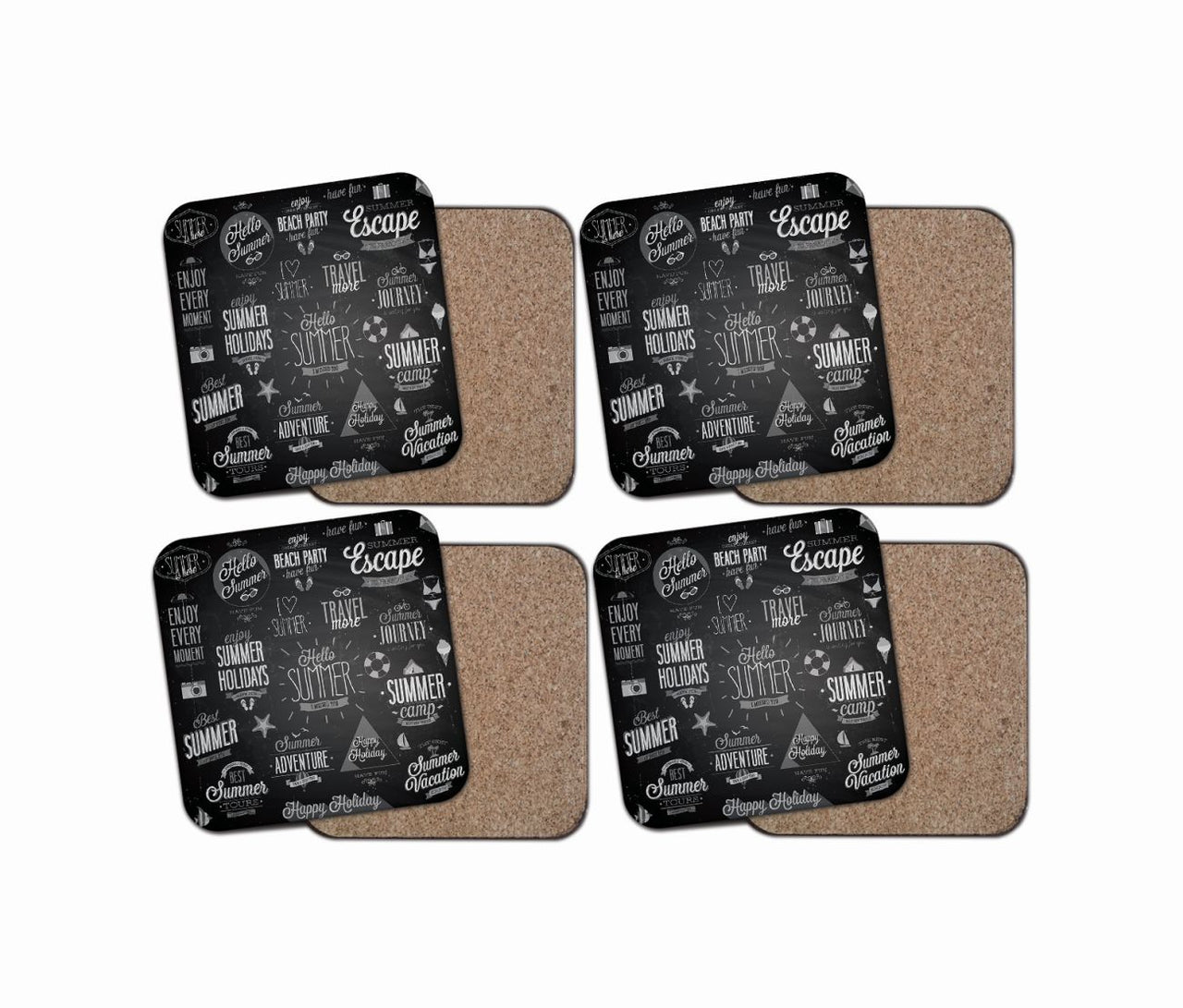 Black & White Super Travel Icons Designed Coasters