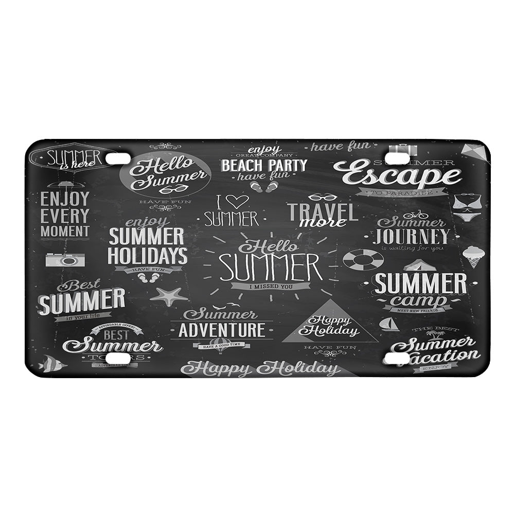 Black & White Super Travel Icons Designed Metal (License) Plates