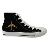 Thumbnail for Colourful Airplane Designed Long Canvas Shoes (Men)