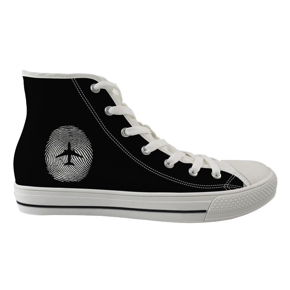 Aviation Finger Print Designed Long Canvas Shoes (Men)