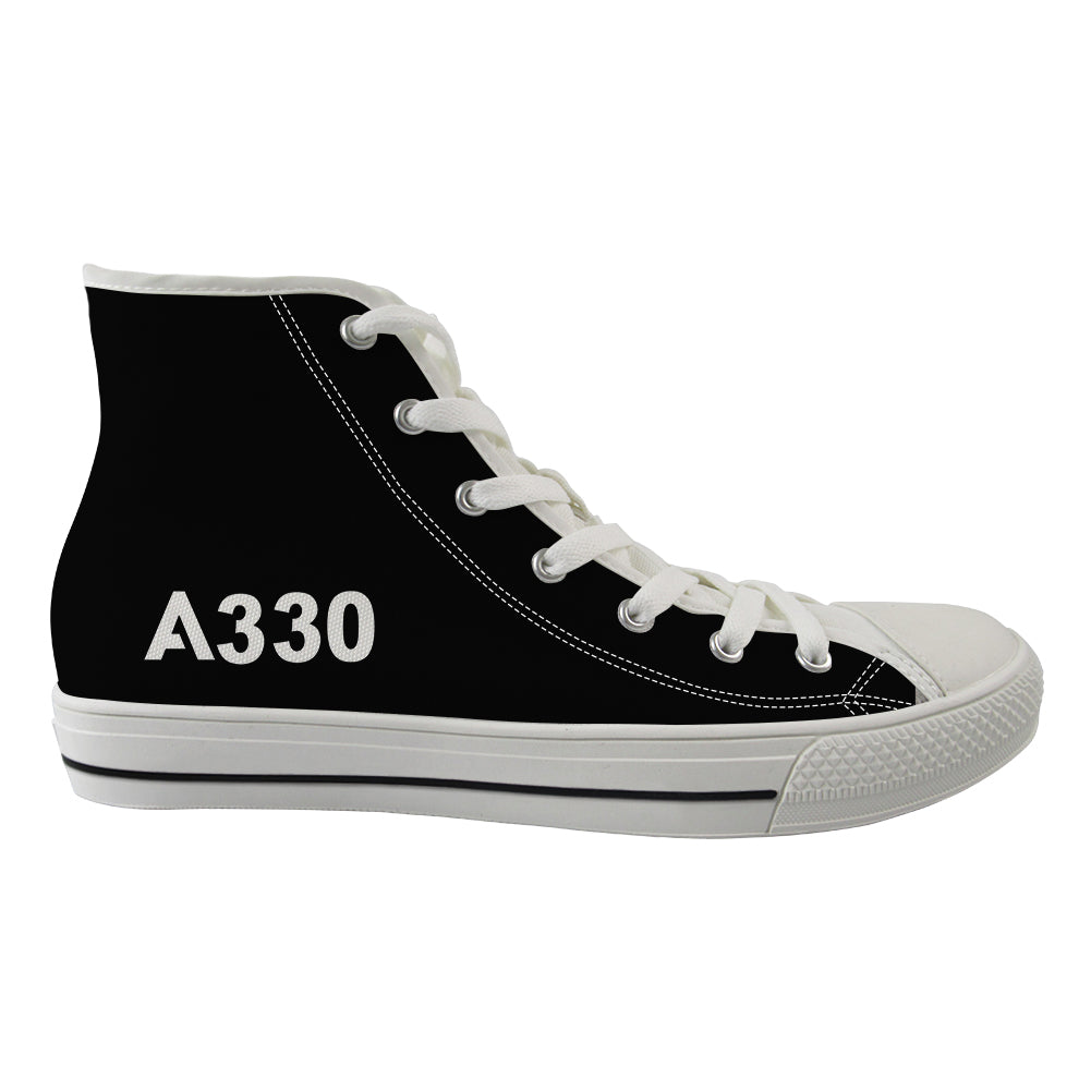 A330 Flat Text Designed Long Canvas Shoes (Women)