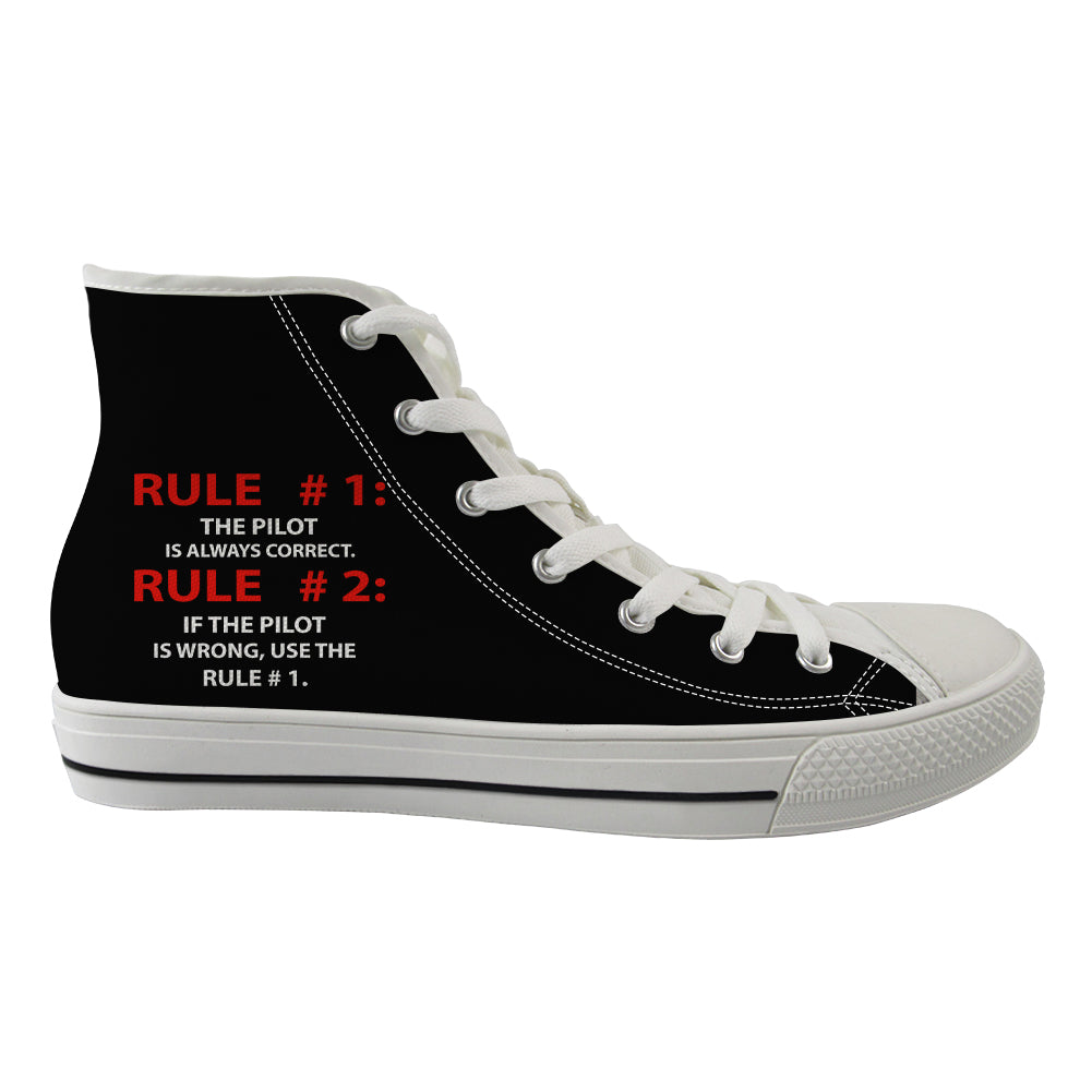 Rule 1 - Pilot is Always Correct Designed Long Canvas Shoes (Men)