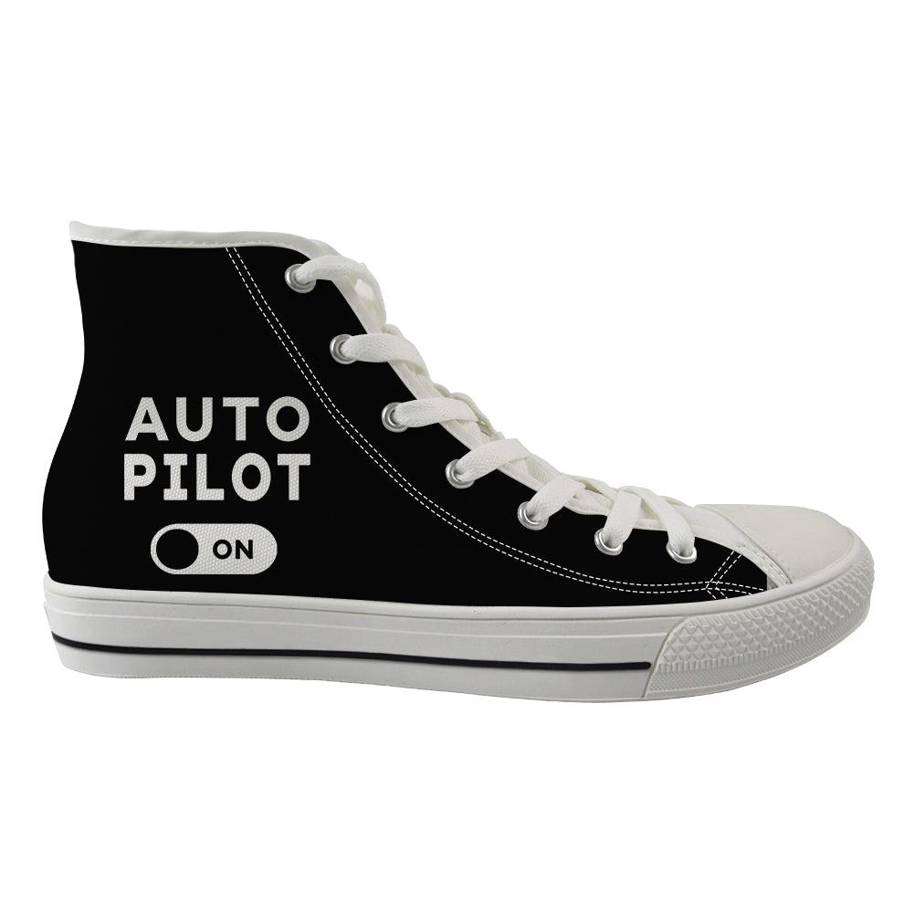 Auto Pilot ON Designed Long Canvas Shoes (Men)