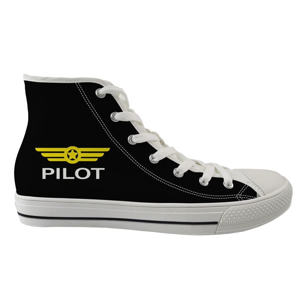 Pilot & Badge Designed Long Canvas Shoes (Men)