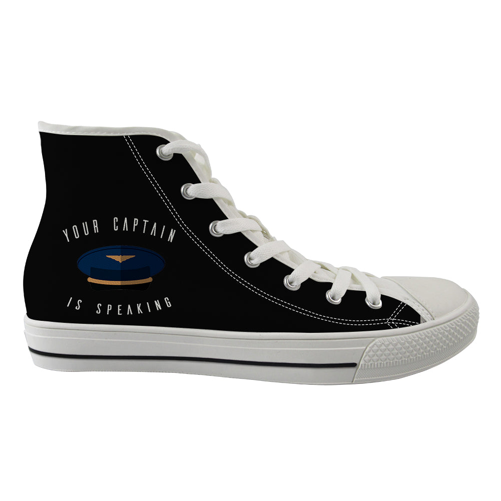 Your Captain Is Speaking Designed Long Canvas Shoes (Men)