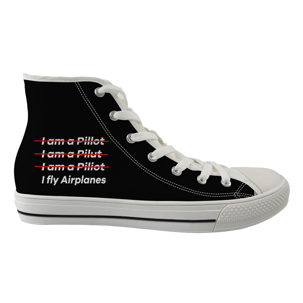 I Fly Airplanes Designed Long Canvas Shoes (Men)