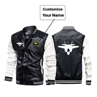 Thumbnail for Lockheed Martin F-35 Lightning II Silhouette Designed Stylish Leather Bomber Jackets